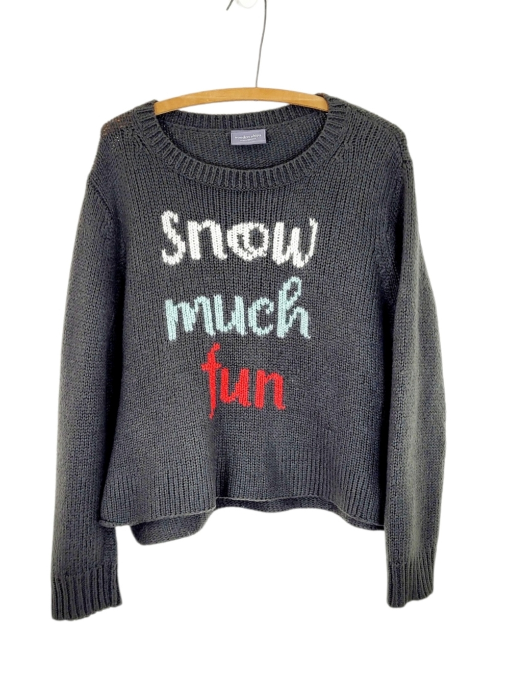 Wooden Ships Snow Much Fun Boxy Slouchy Crewneck Sweater Medium / Large - Picture 2 of 8